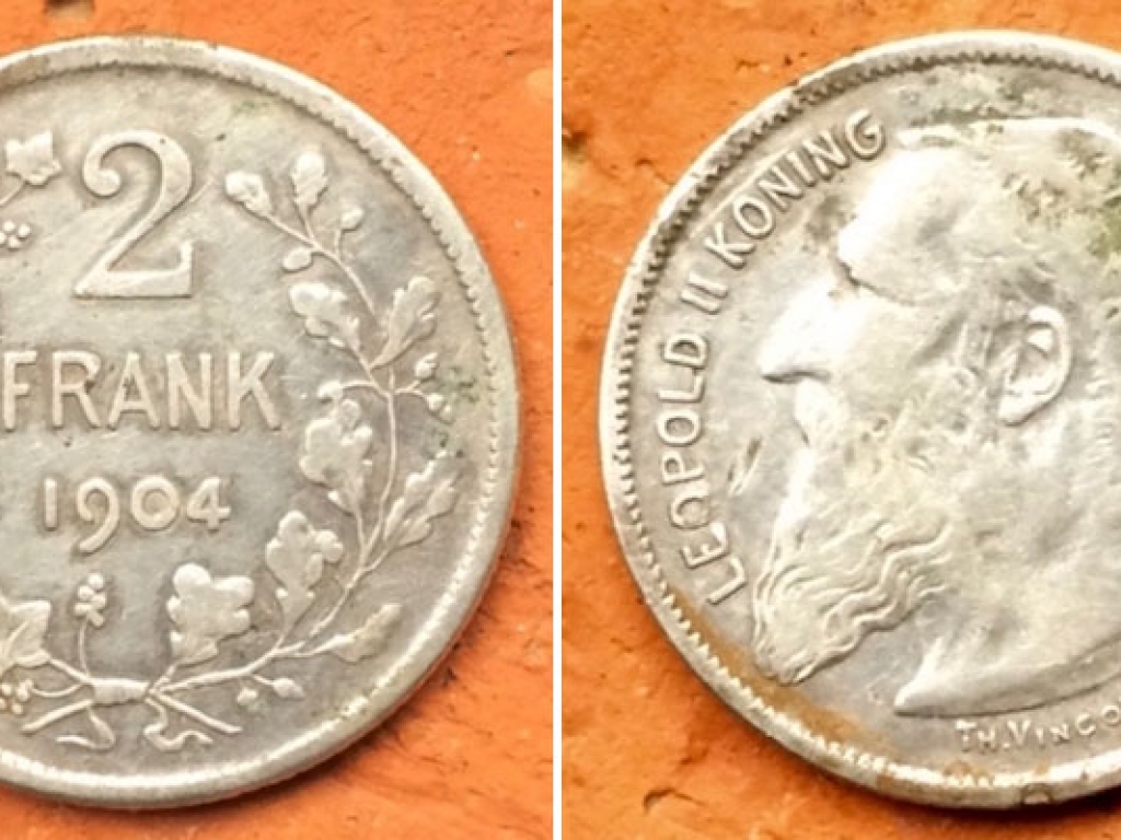 Silver coin Leopold II 2 Frank (Belgium)