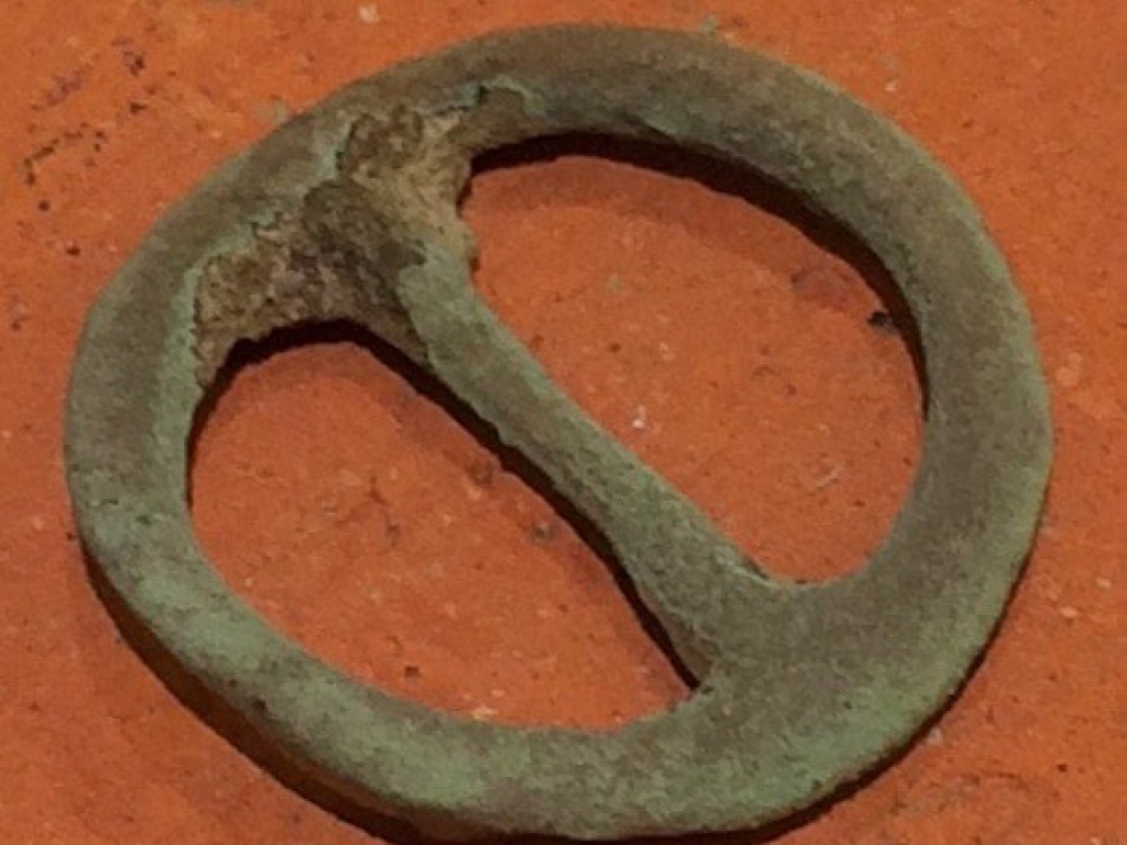 A small plain double loop annular buckle.