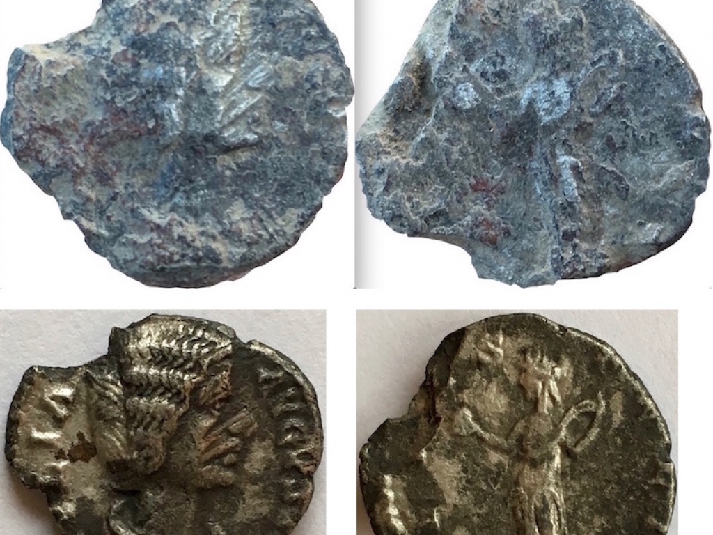 Here you can see how the denarius came out of the ground