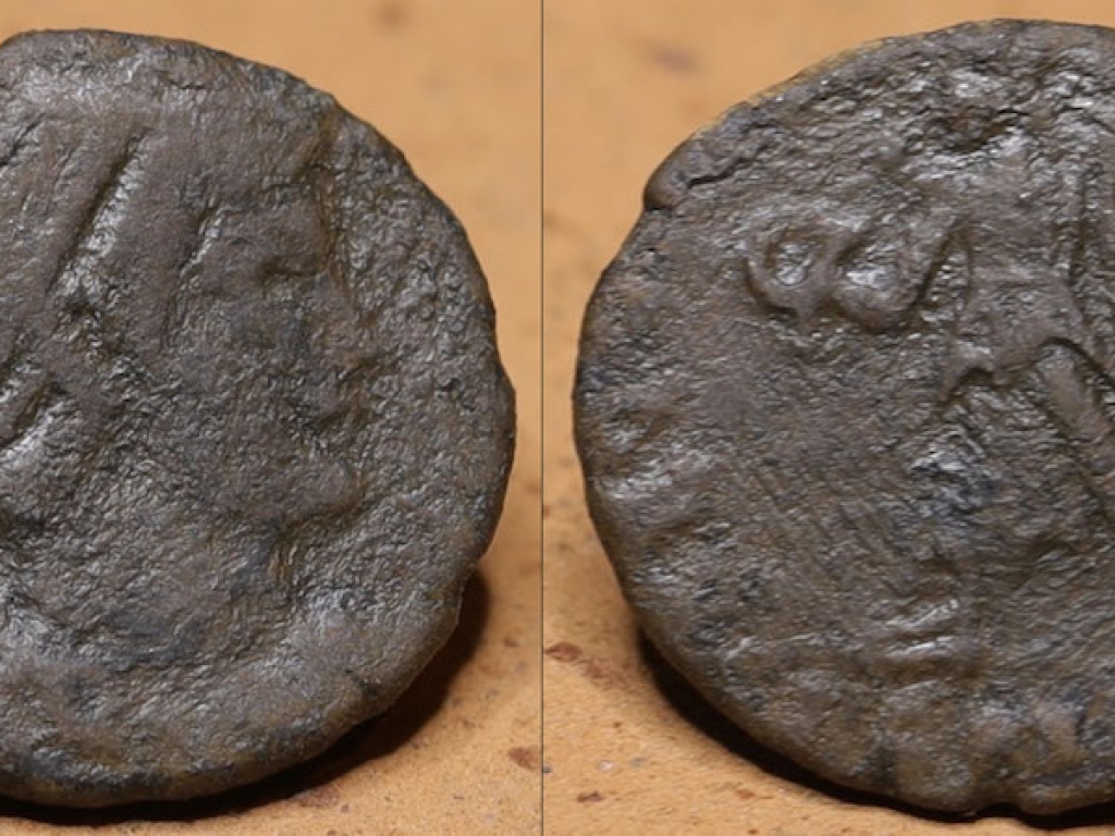 Roman coin with emperor Valens