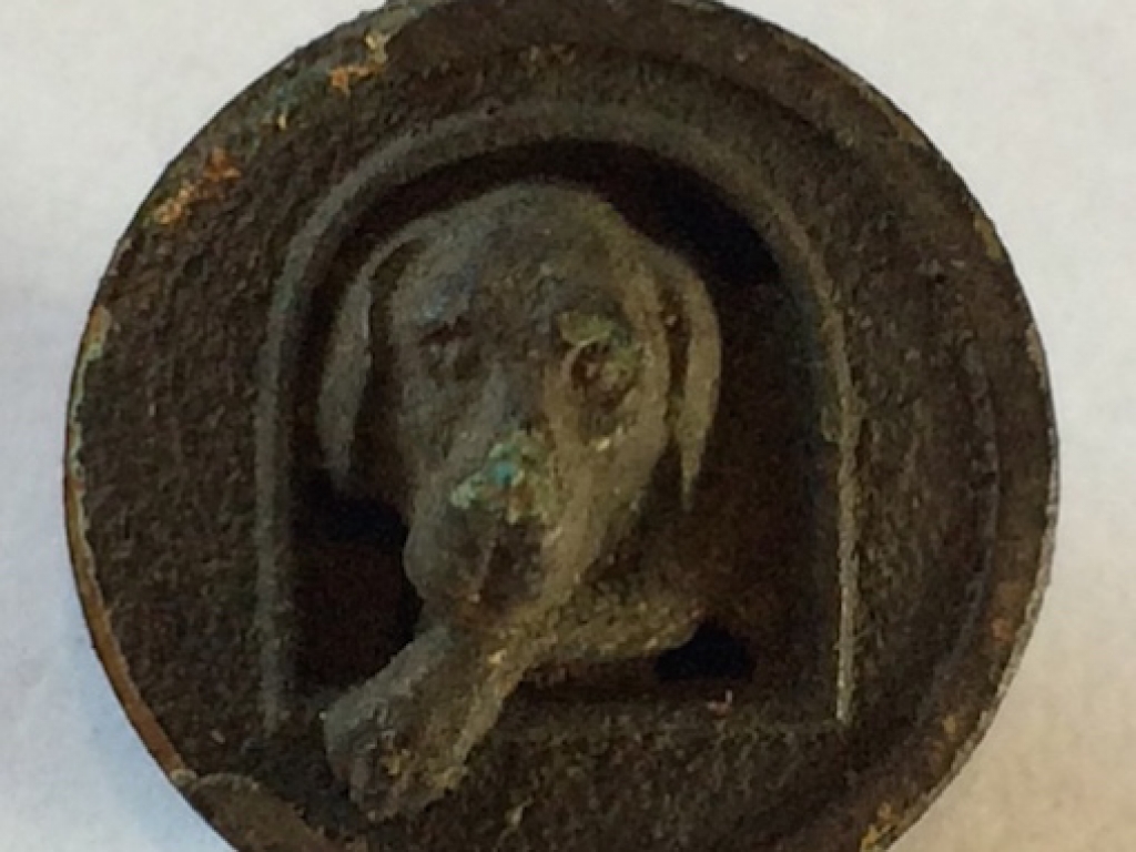 A beautiful and special button with a dog